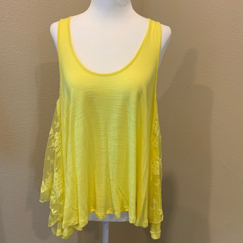 Yellow Sheer Back Tank Top